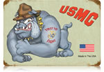 "USMC Bulldog" Vintage Metal Sign